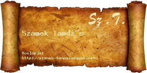Szamek Tamás névjegykártya